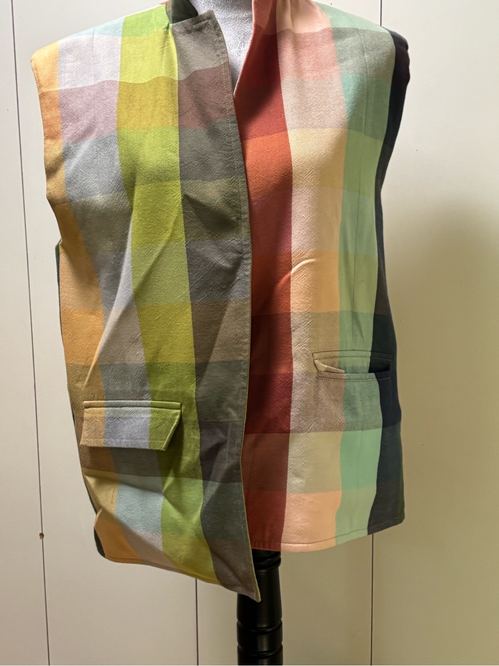 Multicolor Plaid Women's Vest Jacket